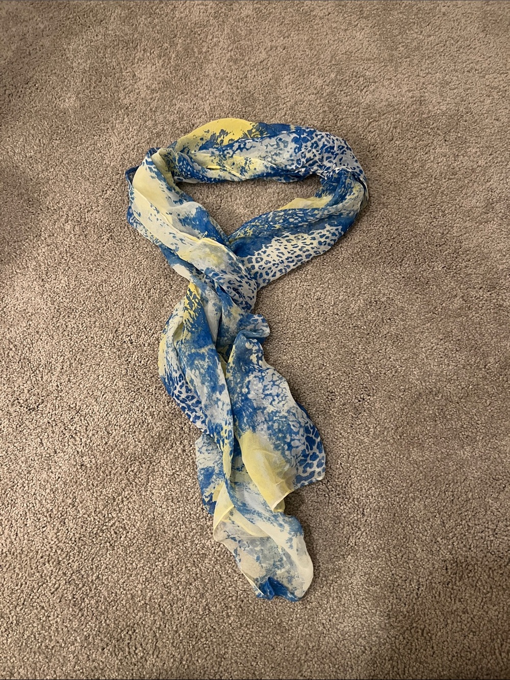 Lightweight Blue & Yellow Patterned Scarf